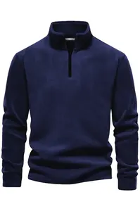 49143 Dewberry Half Zipper Stand Collar Mens Fleece-NAVY