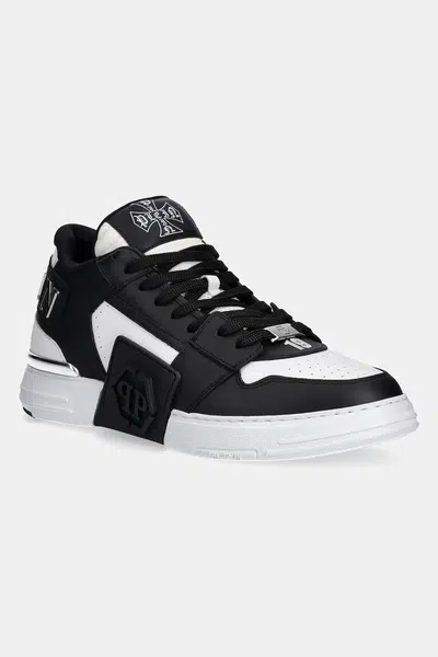 Kožené tenisky Philipp Plein Lo-Top pánské, černá barva, USC0824.PLE075N.0102