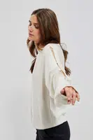 Marisse Sweater With Decorative Sleeves Z-Sw-3657 Off White