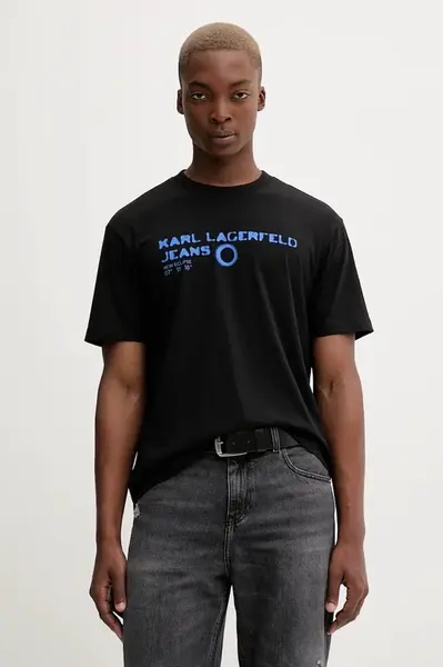 Tričko Karl Lagerfeld Jeans pánské, černá barva, s potiskem, A4M17022