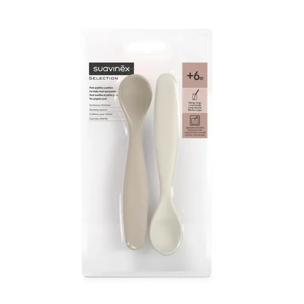 Suavinex Wonderland Lžičky 6m+ 2 ks krémová a bílá