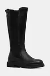 Kožené čižmy Tommy Hilfiger TH LTHR CLEATED LONG BOOT