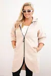 Kesi Włoski Dámský elegantní kabát Plus Size s límcem a velkými kapsami fango