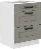 Spodní skříňka Luna 60 D 3S BB - Premium Box Barva korpusu: Bílá, Barva dvířek: Clay Grey