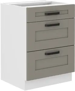 Spodní skříňka Luna 60 D 3S BB - Premium Box Barva korpusu: Bílá, Barva dvířek: Clay Grey