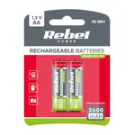 Baterie AA (R06) nabíjecí 1,2V/2600mAh REBEL 2ks / blistr BAT2003