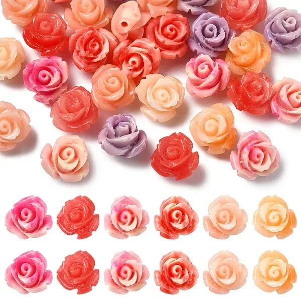 30Pcs 6 Colors Synthetic Coral Beads