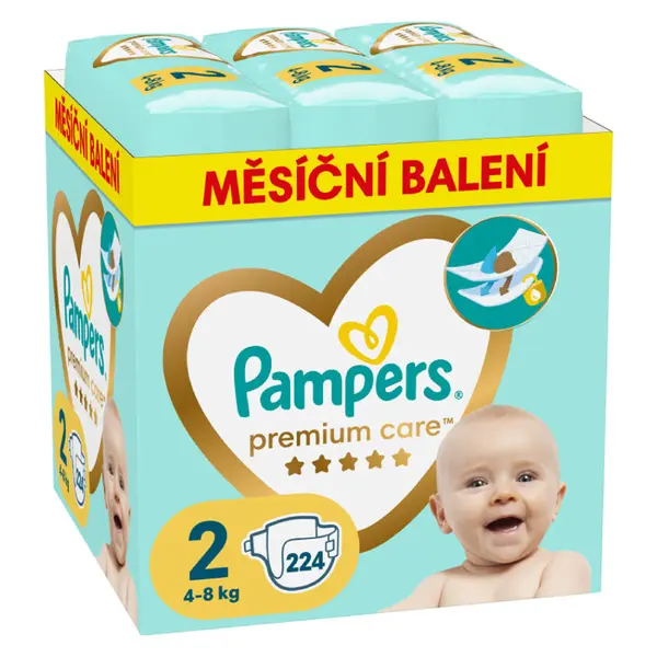 PAMPERS Premium Care monthly velikost 2 plenky 4-8kg 224 ks
