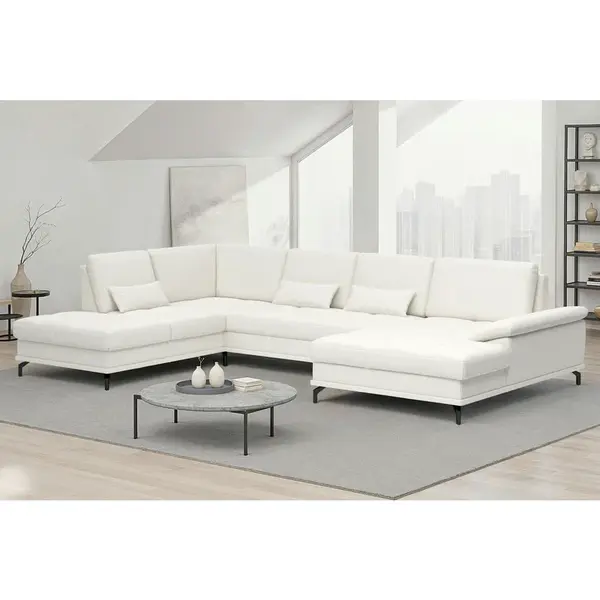 Sit & More SEDACÍ SOUPRAVA, textil, kůže, bílá