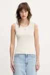 Top Tommy Jeans béžová farba, DW0DW20673