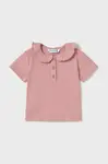 Detské tričko Mayoral ružová farba, s golierom, 1104