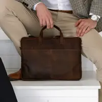 Pánska kožená taška na notebook Greenwood Levons - koňak