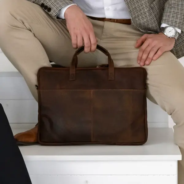 Pánska kožená taška na notebook Greenwood Levons - koňak