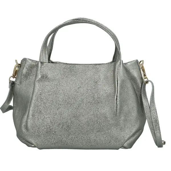 Dámska kožená kabelka do ruky strieborná - Delami Vera Pelle Marillyn