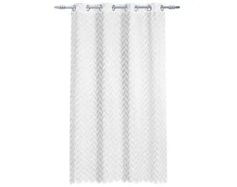 Záves 140x180 cm, biely s geometrickým vzorom%