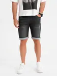 Ombre Men's denim shorts with rolled up leg - black
