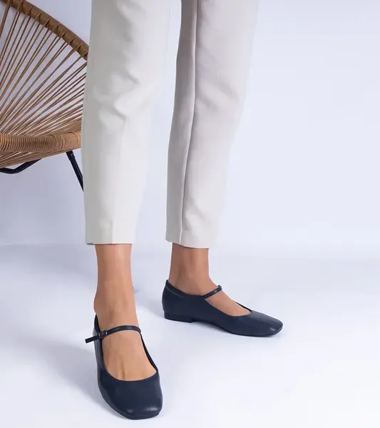 Gemre Navy classic eco-leather ballet flats Grenada