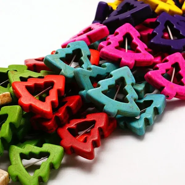 Christmas Trees Synthetic Turquoise Beads Strands