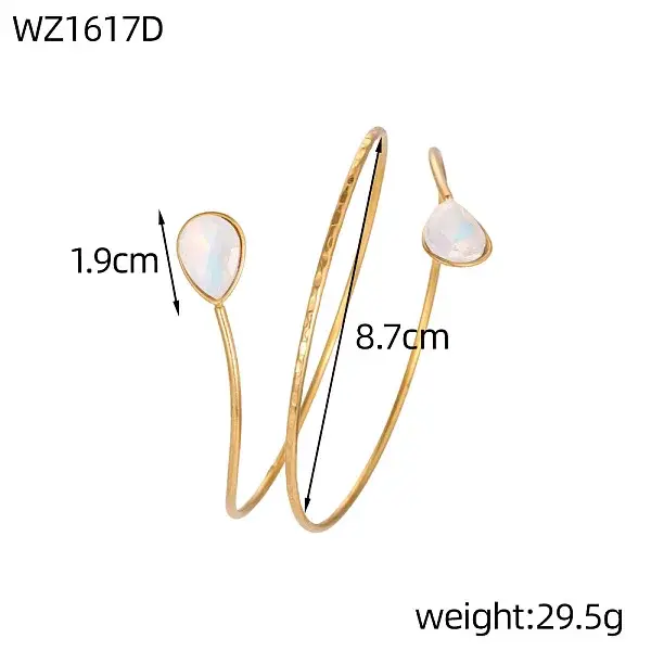 304 Stainless Steel & Synthetic Opal Upper Arm Cuff