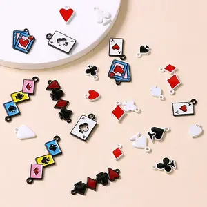 Playing Card Alloy Enamel Pendants