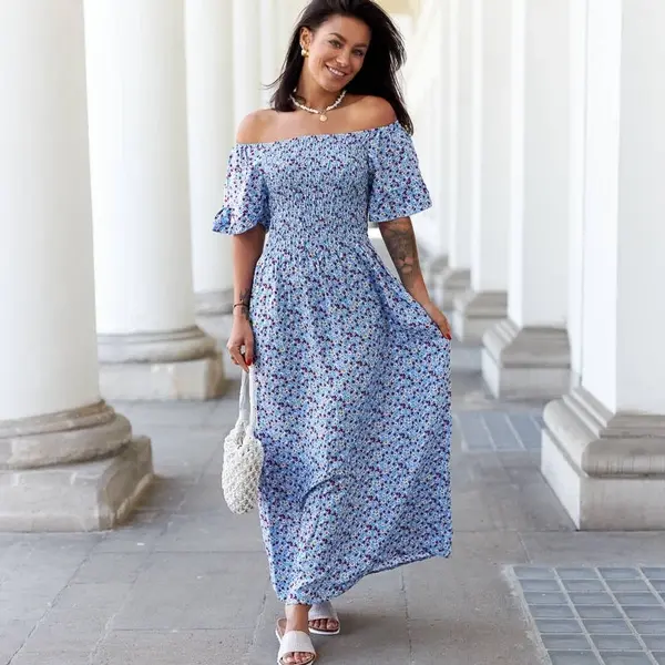 Gemre Blue floral maxi dress Marcello