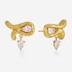 304 Stainless Steel Pave Clear Cubic Zirconia Stud Dangle Earrings