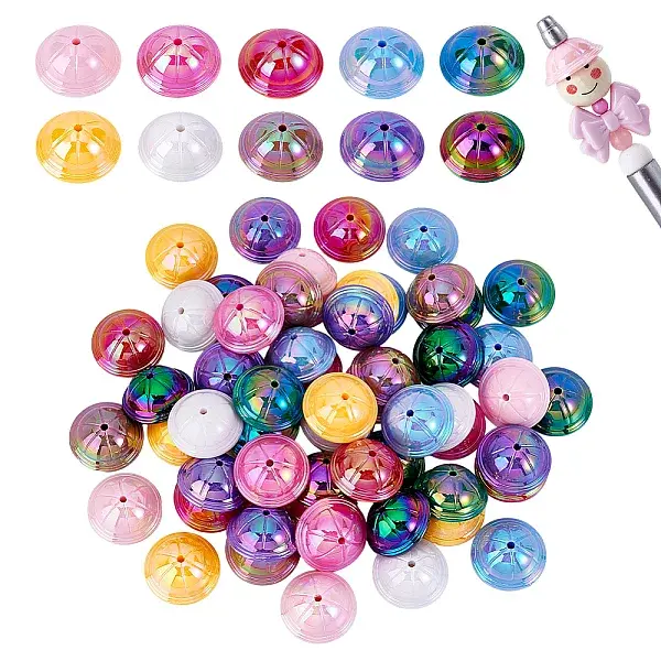 60Pcs 10 Colors UV Plating Opaque Acrylic Beads