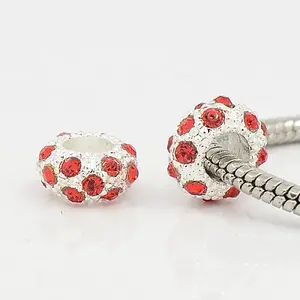 Alloy Rhinestone European Rondelle Beads