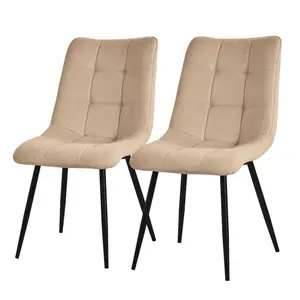 ML-DESIGN JÍDELNÍ ŽIDLE, SADA 2 KS, světle hnědý látkový potah