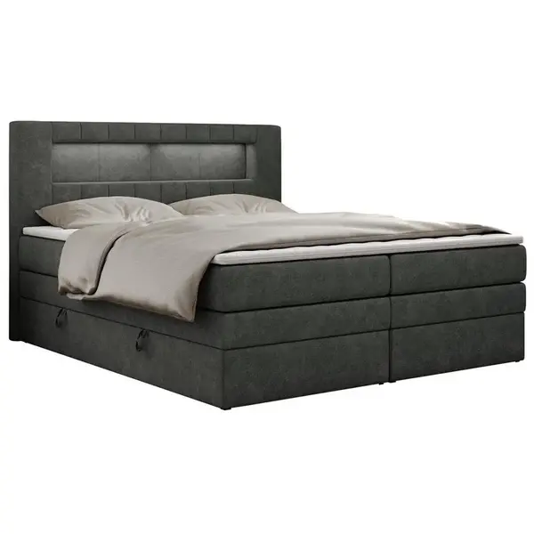 MKS POSTEL BOXSPRING GOLD 5 KING 200/200 - Šedá Strukturovaná látka - H3