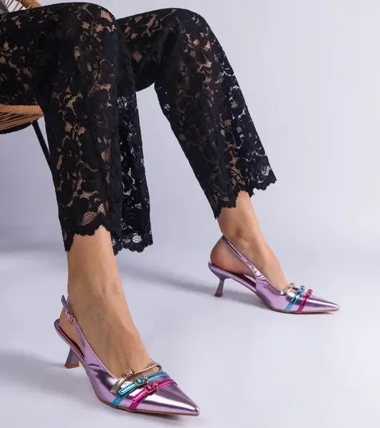 Gemre Purple open-back kitten heels Perfecta