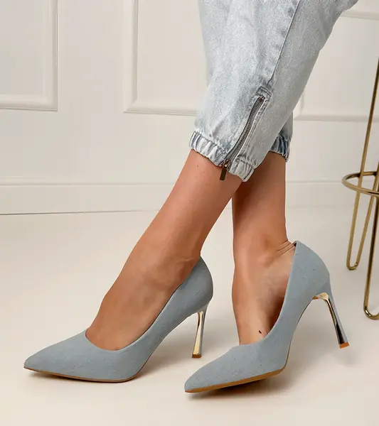 Gemre Classic denim pumps on a gold stiletto Klaris