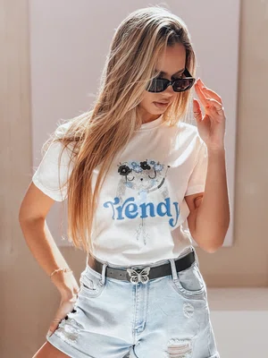 T-shirt damski z nadrukiem TRENDY BUNNY biały Dstreet