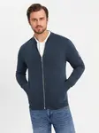 Ombre Men's unbuttoned cotton sweatshirt bomber - navy blue