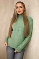 Dark mint sweater with decorative ruffle