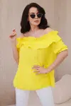 Spanish blouse with decorative ruffle in yellow color