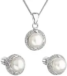 Evolution Group - Pavona Jemná perličková sada se zirkony 29004.1B bílá (náušnice, řetízek, přívěsek)