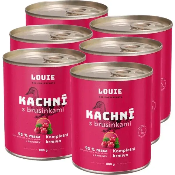 LOUIE KAČACIE S BRUSNICAMI  8 x 800 G Konzerva pre psov, ružová, veľkosť