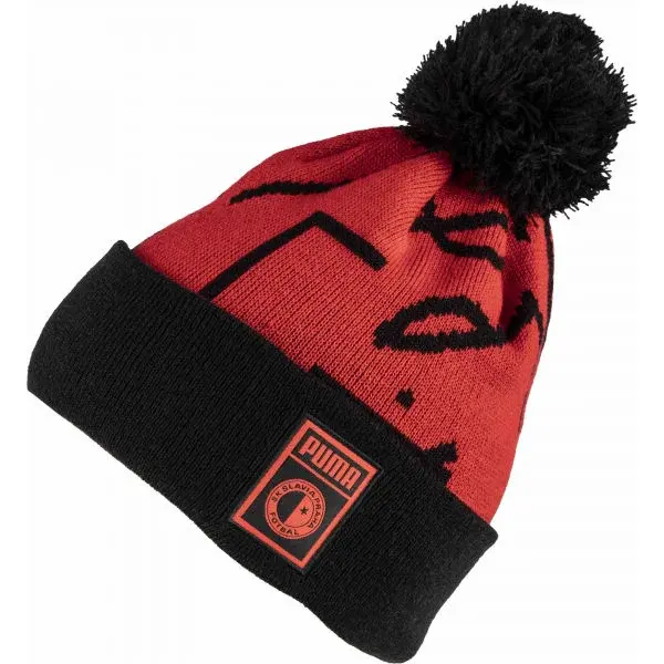 Puma SLAVIA PRAGUE POMPOM BEANIE Čiapka, červená, veľkosť UNI