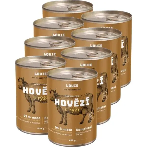 LOUIE HOVÄDZIE S RYŽOU 8 x 400 G Konzervy pre psov, hnedá, veľkosť
