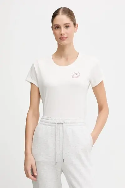 Bavlněné tričko LA Sportiva Circle Logo dámské, béžová barva, ZACT190