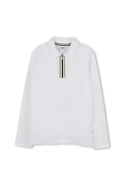 Detská bavlnená košeľa s dlhým rukávom BOSS