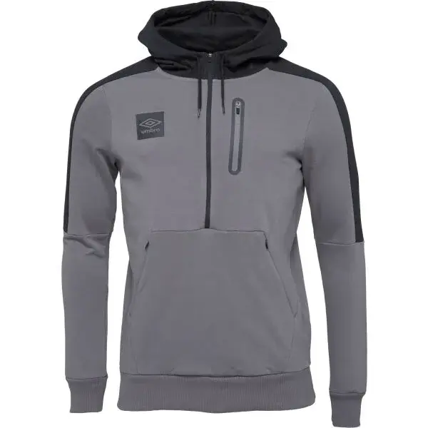 Umbro TERRACE HALF ZIP HOODIE Pánska mikina, tmavo sivá, veľkosť