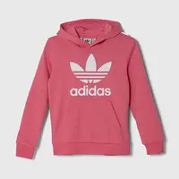 Dětská mikina adidas Originals TREFOIL HOODIE růžová barva, s kapucí, s potiskem
