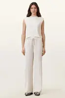 Kalhoty AllSaints ALBA dámské, bílá barva, široké, high waist, W018TC