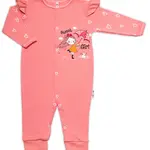 Baby Nellys Bavlněný kojenecký overal bez šlapek Sweet Girl, losos, meruňka
