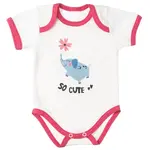 mbaby Bavlněné body s krátkým rukávem, Slůně So Cute, bílo/červené, vel. 62