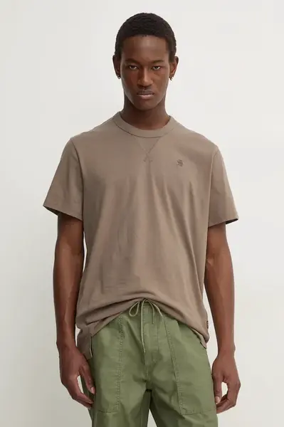 Bavlněné tričko G-Star hnědá barva, D24449-336