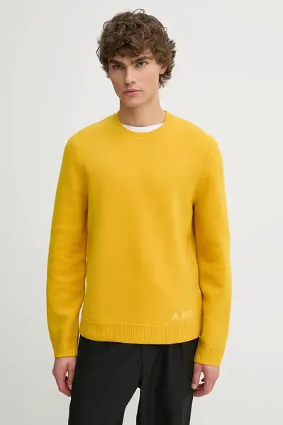 Vlněný svetr A.P.C. pull edward pánský, žlutá barva, WVBDK.H23059