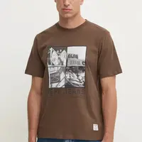Bavlněné tričko Pepe Jeans AWEST hnědá barva, s potiskem, PM509641